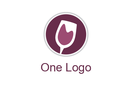 abstract wine glass in circle logo