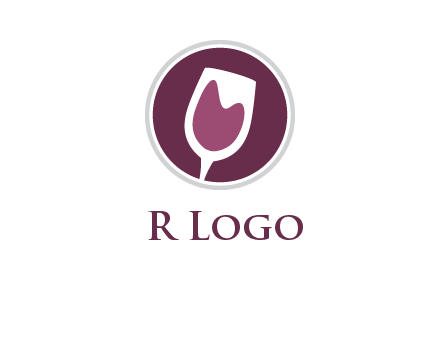 abstract wine glass in circle logo