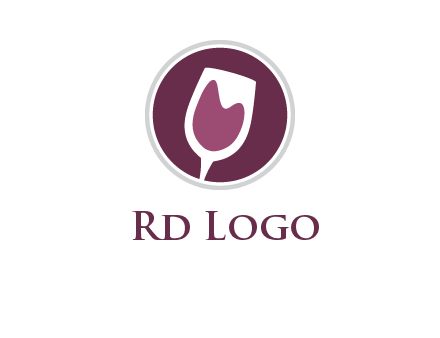abstract wine glass in circle logo