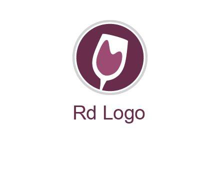 abstract wine glass in circle logo
