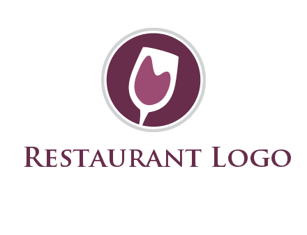 abstract wine glass in circle logo