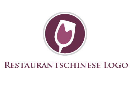 abstract wine glass in circle logo