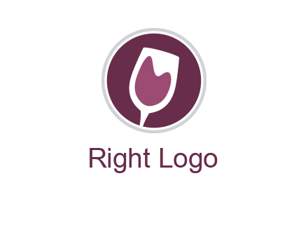 abstract wine glass in circle logo