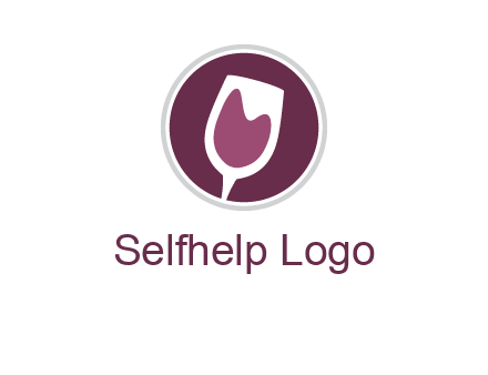 abstract wine glass in circle logo