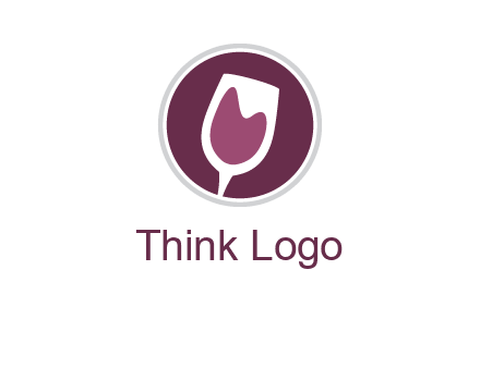 abstract wine glass in circle logo