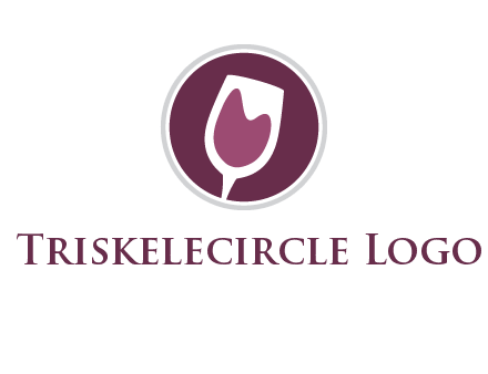 abstract wine glass in circle logo