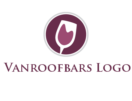 abstract wine glass in circle logo