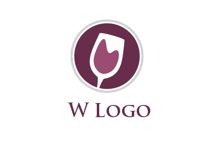 abstract wine glass in circle logo