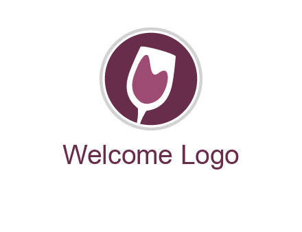 abstract wine glass in circle logo