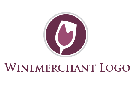 abstract wine glass in circle logo