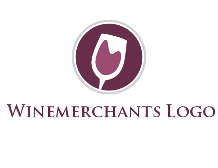 abstract wine glass in circle logo