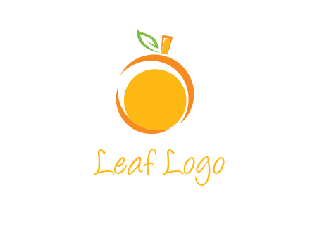 abstract orange with leaf logo