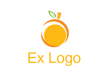 abstract orange with leaf logo