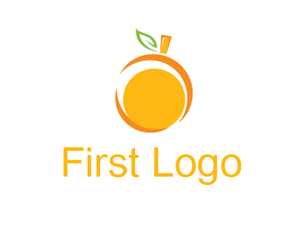 abstract orange with leaf logo