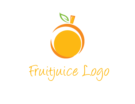 abstract orange with leaf logo