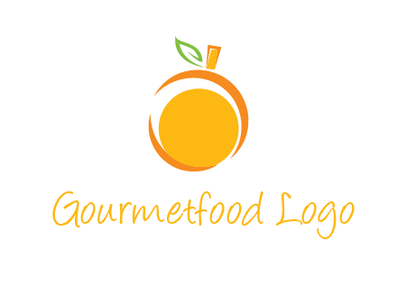 abstract orange with leaf logo