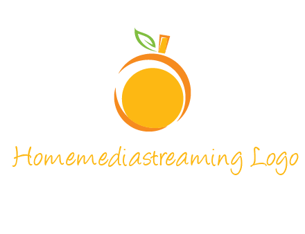 abstract orange with leaf logo