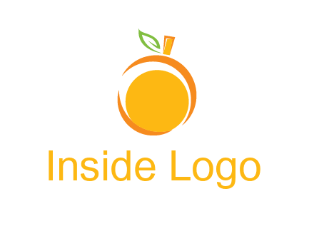 abstract orange with leaf logo