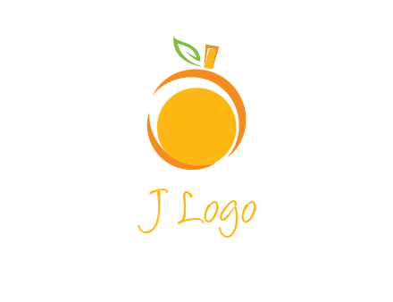 abstract orange with leaf logo