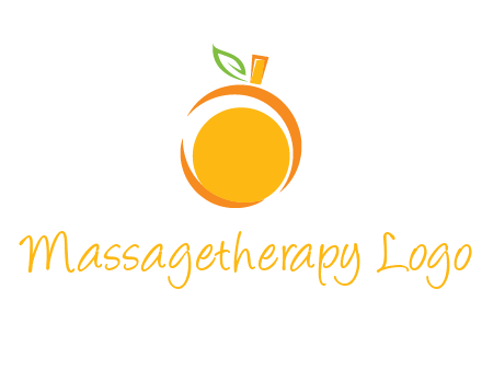 abstract orange with leaf logo