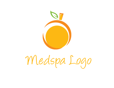 abstract orange with leaf logo