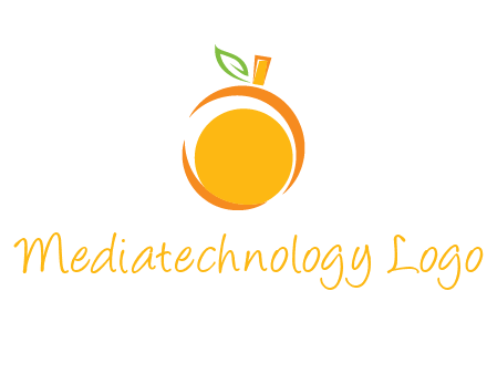 abstract orange with leaf logo