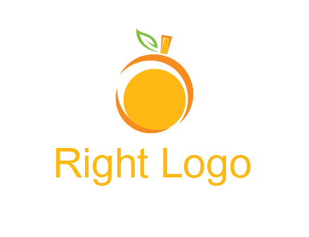 abstract orange with leaf logo