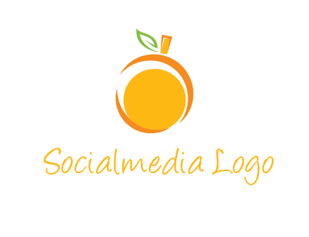 abstract orange with leaf logo