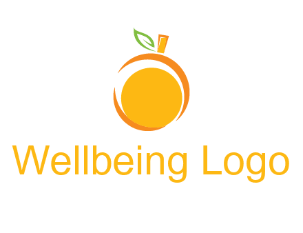 abstract orange with leaf logo