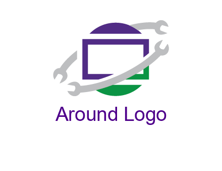 open end wrenches around monitor logo