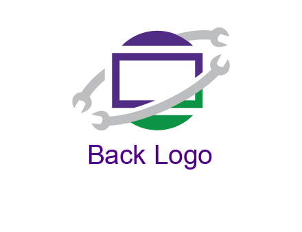 open end wrenches around monitor logo