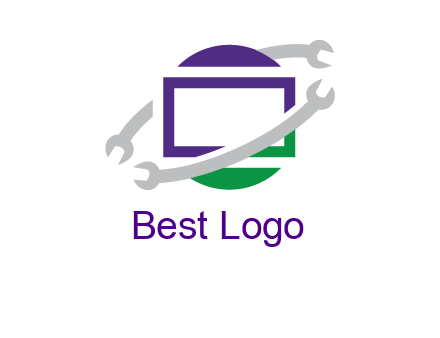 open end wrenches around monitor logo