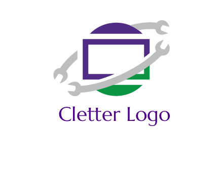 open end wrenches around monitor logo