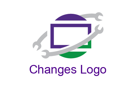 open end wrenches around monitor logo