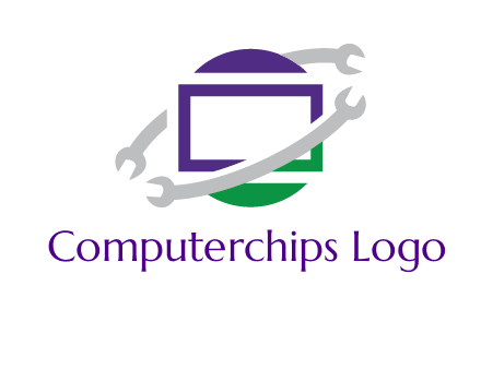 open end wrenches around monitor logo
