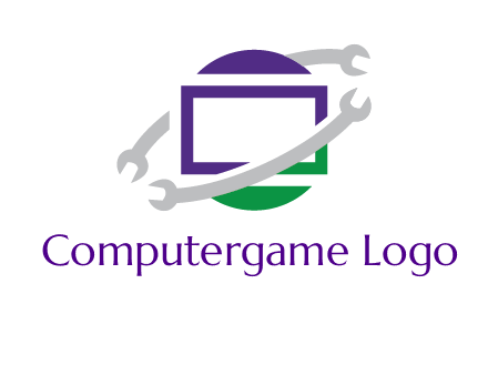 open end wrenches around monitor logo