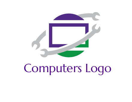open end wrenches around monitor logo