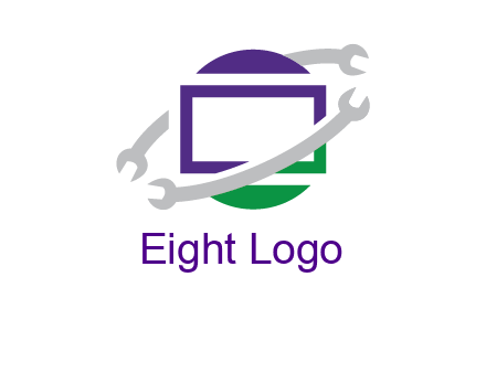 open end wrenches around monitor logo