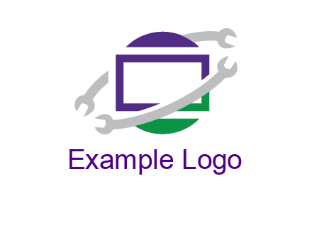 open end wrenches around monitor logo