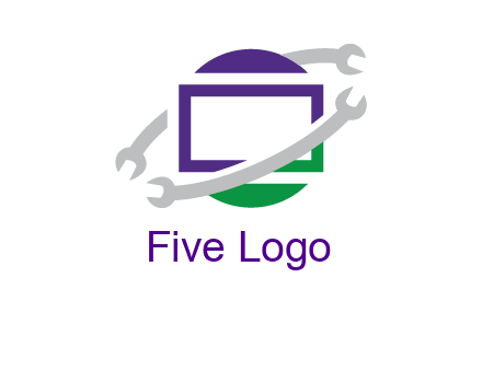 open end wrenches around monitor logo