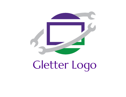 open end wrenches around monitor logo