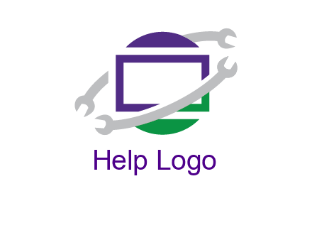 open end wrenches around monitor logo