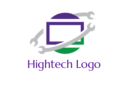open end wrenches around monitor logo