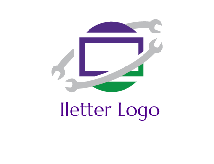 open end wrenches around monitor logo
