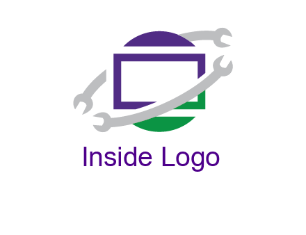 open end wrenches around monitor logo