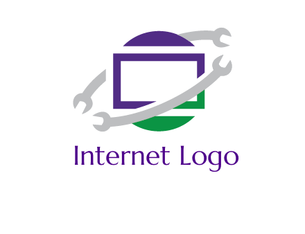 open end wrenches around monitor logo