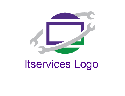 open end wrenches around monitor logo