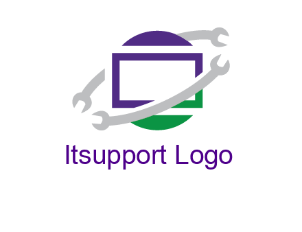open end wrenches around monitor logo