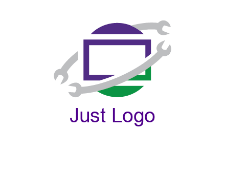 open end wrenches around monitor logo