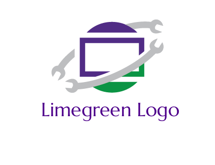 open end wrenches around monitor logo